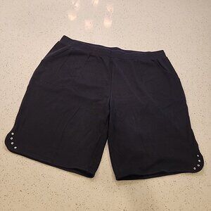 Dream Jeannes Quacker Factory Size 1X Black Shorts Elastic Waist Rhinestones